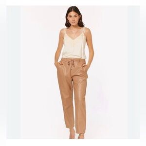 Cami NYC Tan vegan leather pants XS EUC